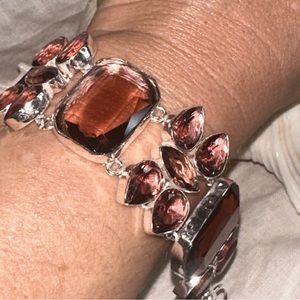 Exquisite Smokey Amethyst multi-gem cluster statement cuff Bracelet